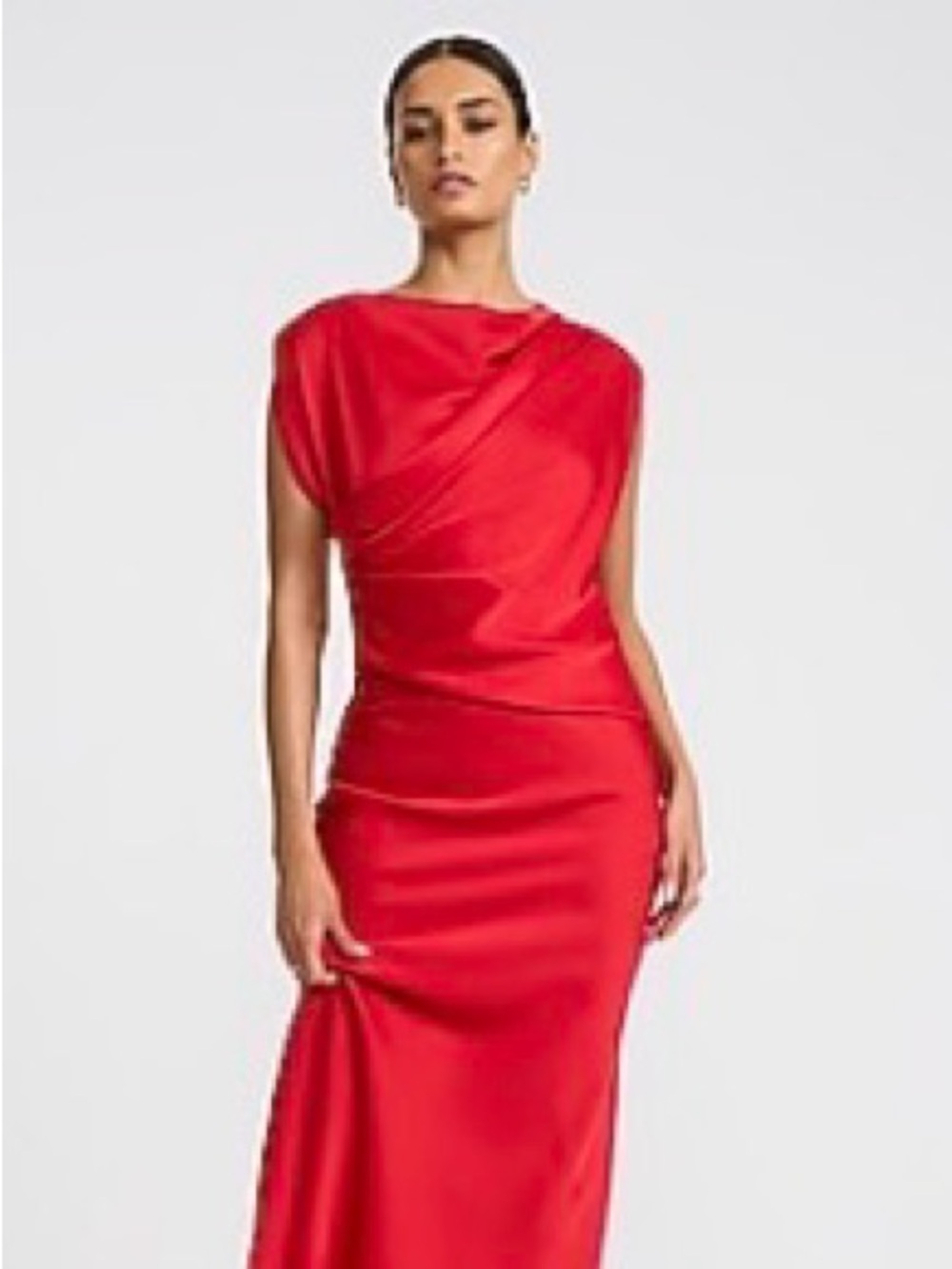 Express Red Draped Maxi Dress